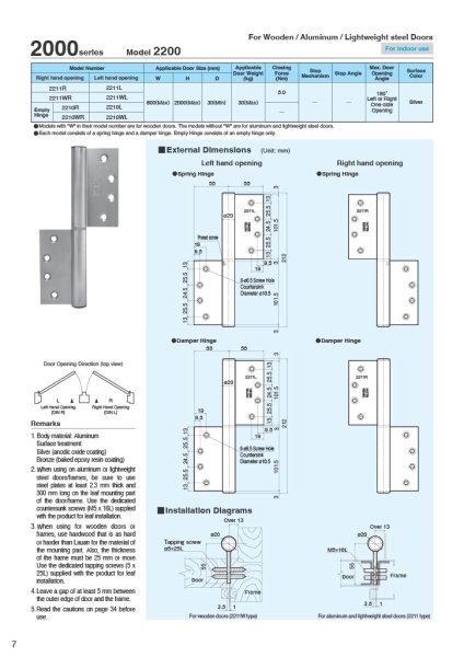 Photo2: [TYPE SELECTABLE] NITTO KOHKI 日東工器 (DENSEI) Auto hinge 2000series【Direct from Japan】 (2)